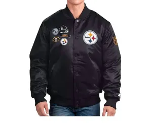 Satin Full Snap Starter Jacket In Pittsburgh Steelers Black
