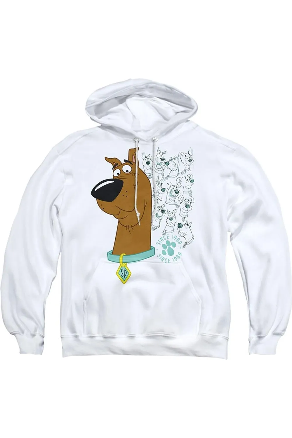 Scooby Doo Evolution Of Scooby Doo Adult Pull Over Hoodie / Hooded Sweatshirt
