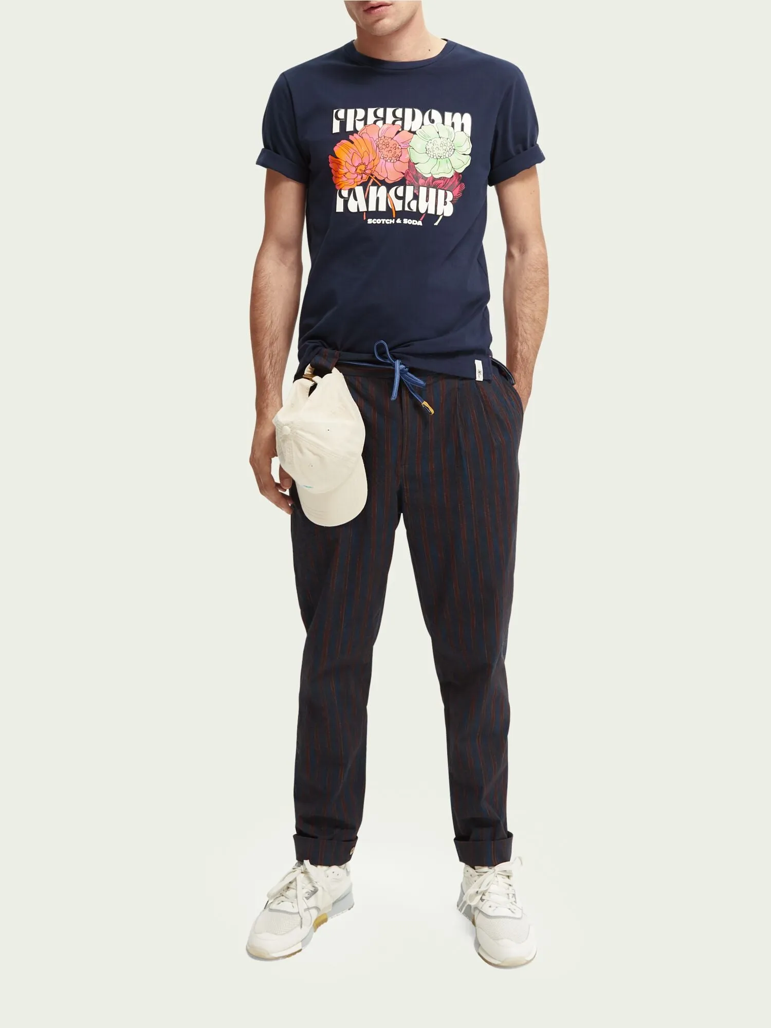 Scotch & Soda Pleated Regular-fit Printed Chino