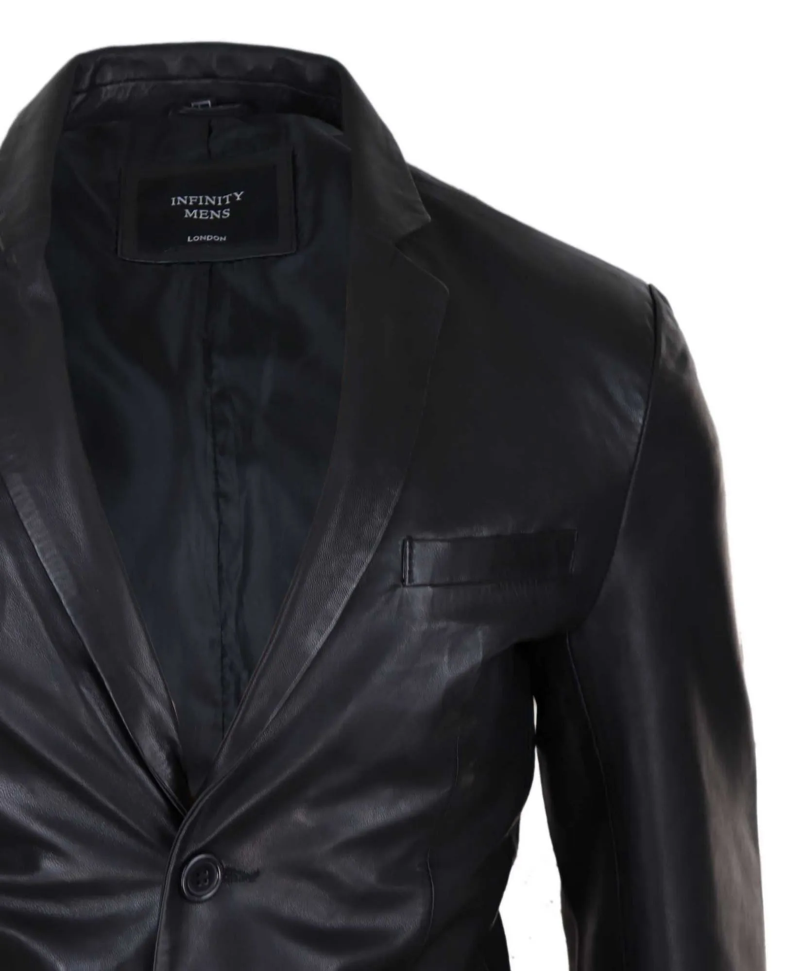 Slim Fit Classic Leather 2 Button Jacket