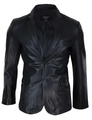 Slim Fit Classic Leather 2 Button Jacket