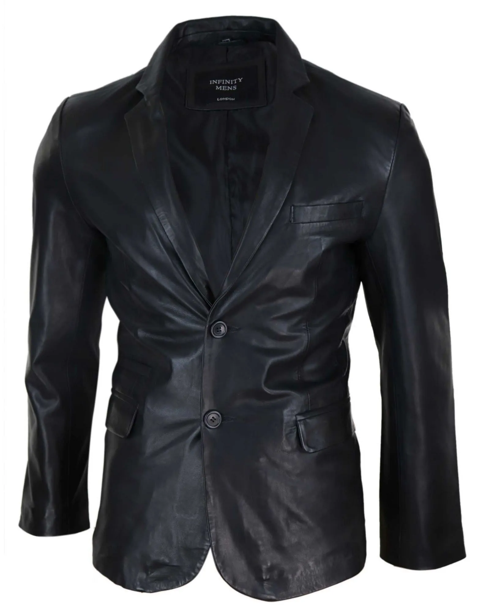 Slim Fit Classic Leather 2 Button Jacket