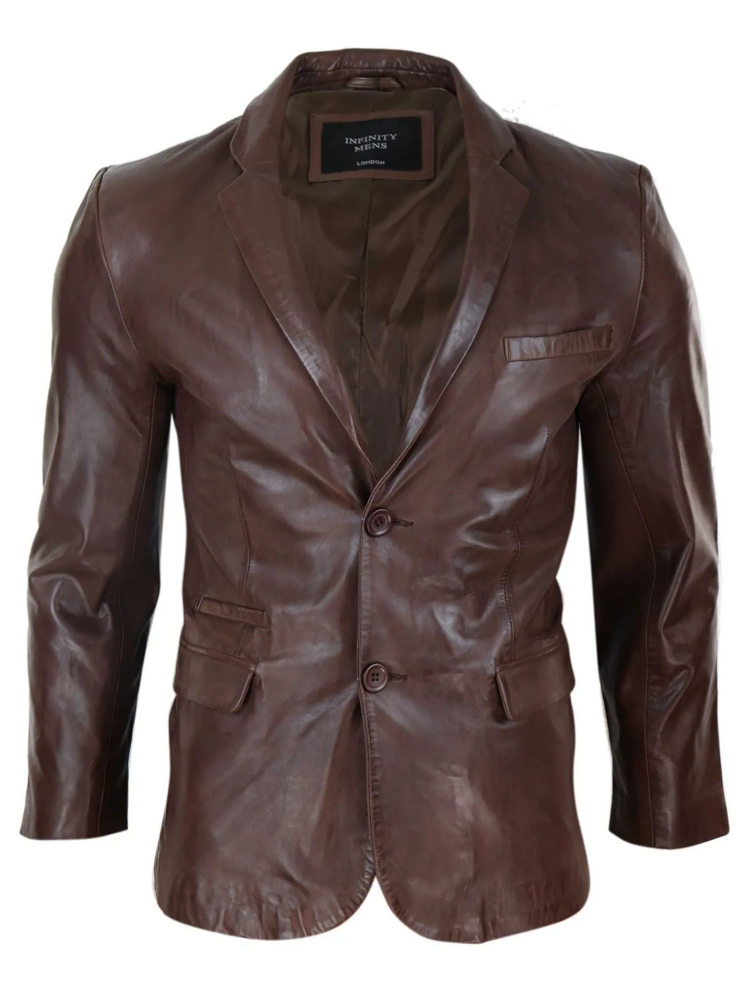 Slim Fit Classic Leather 2 Button Jacket