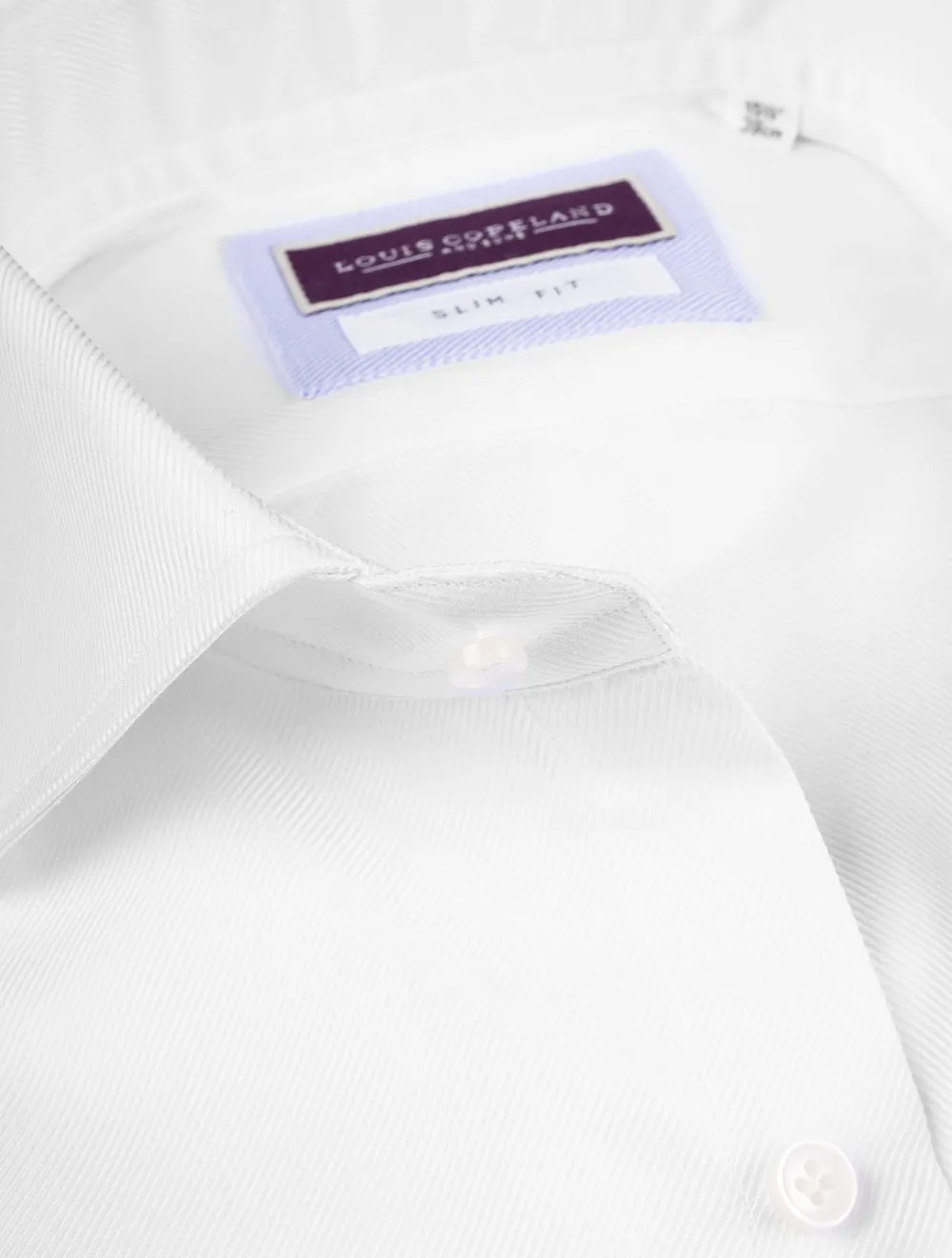 Slim Fit Thomas Mason Twill Double Cuff White