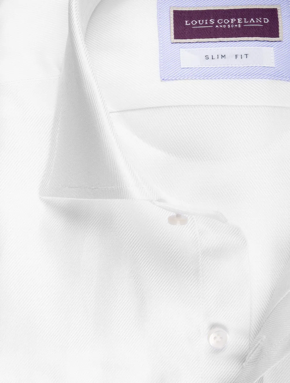 Slim Fit Thomas Mason Twill Double Cuff White