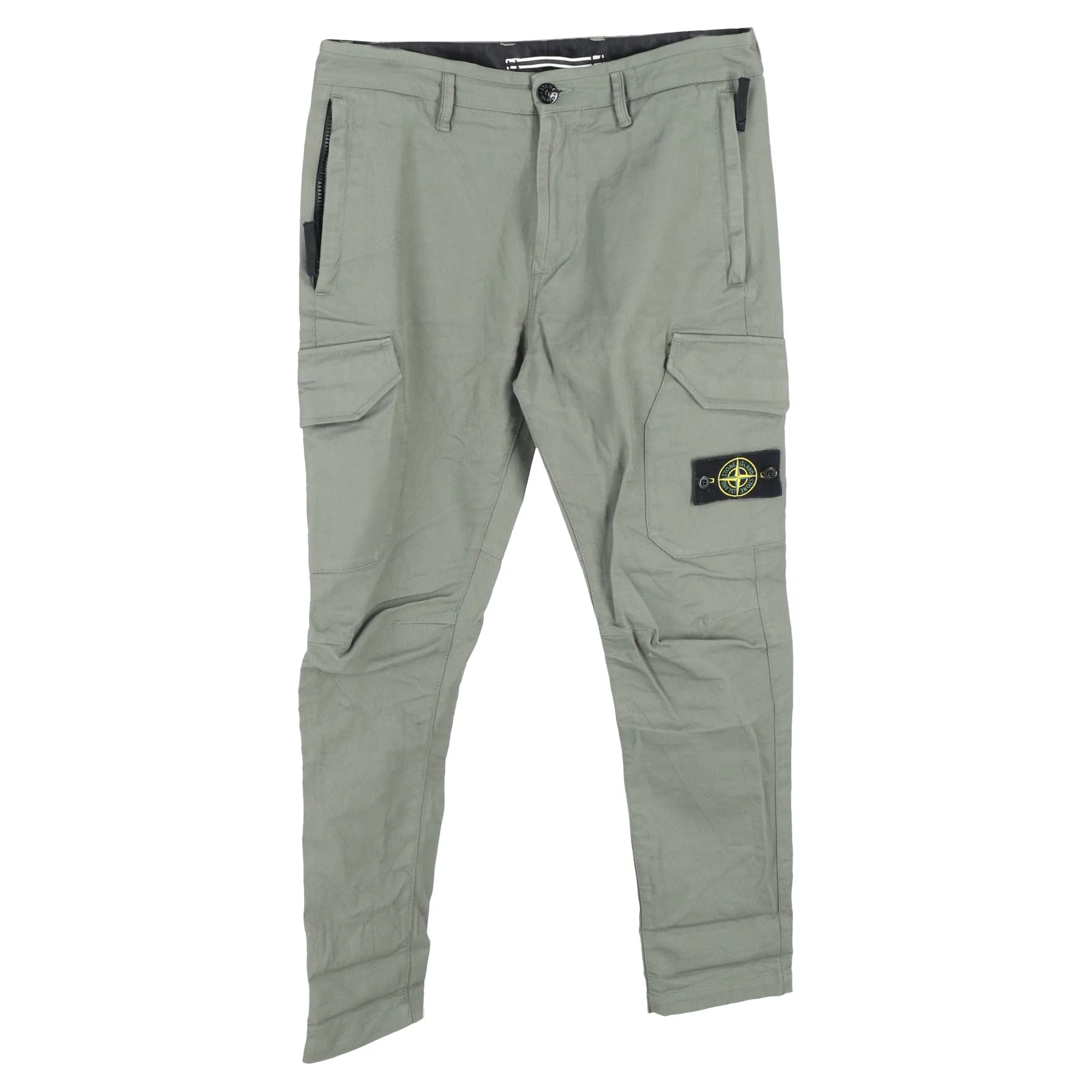 Stone Island Patch Logo Pants in Green Cotton