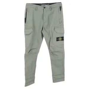 Stone Island Patch Logo Pants in Green Cotton