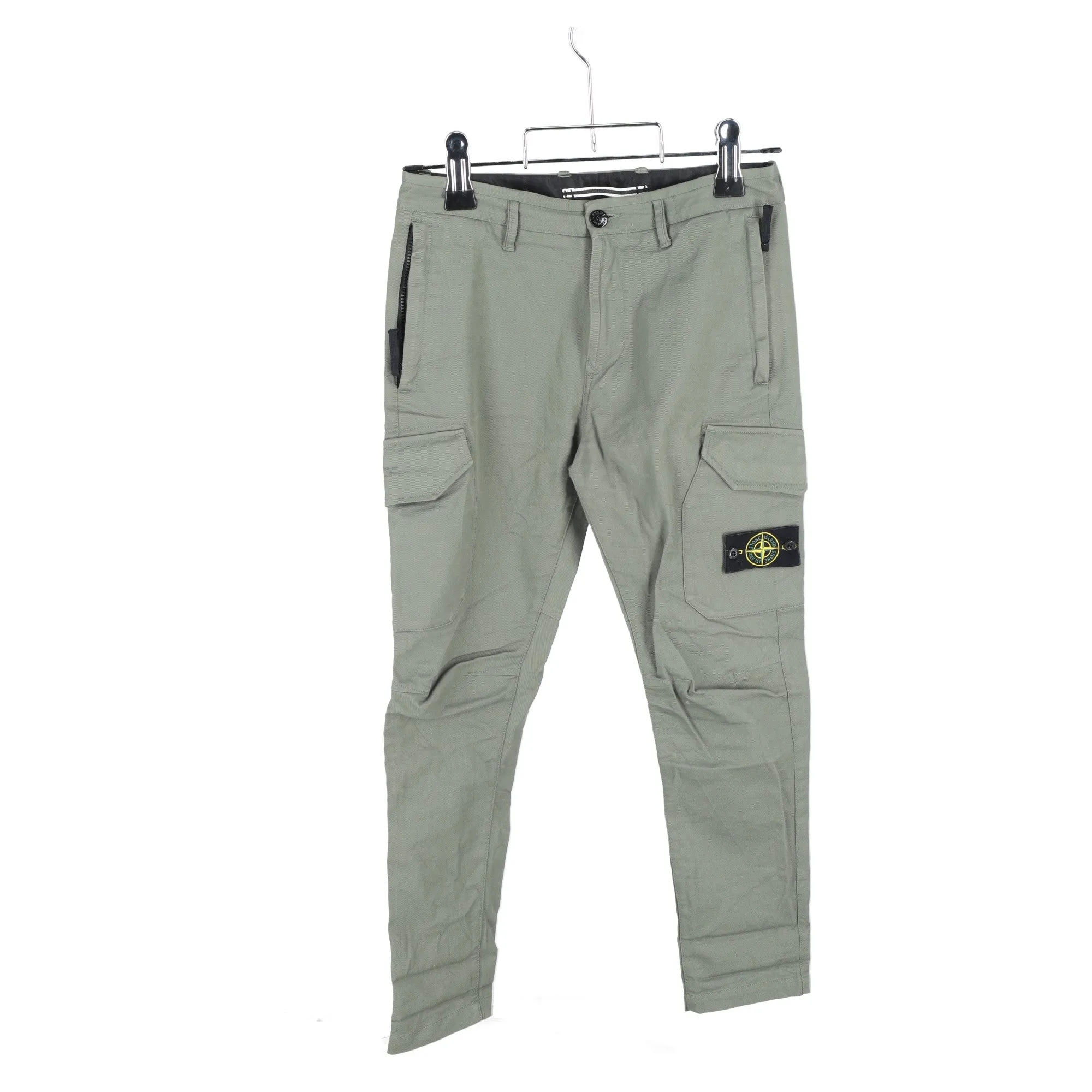 Stone Island Patch Logo Pants in Green Cotton