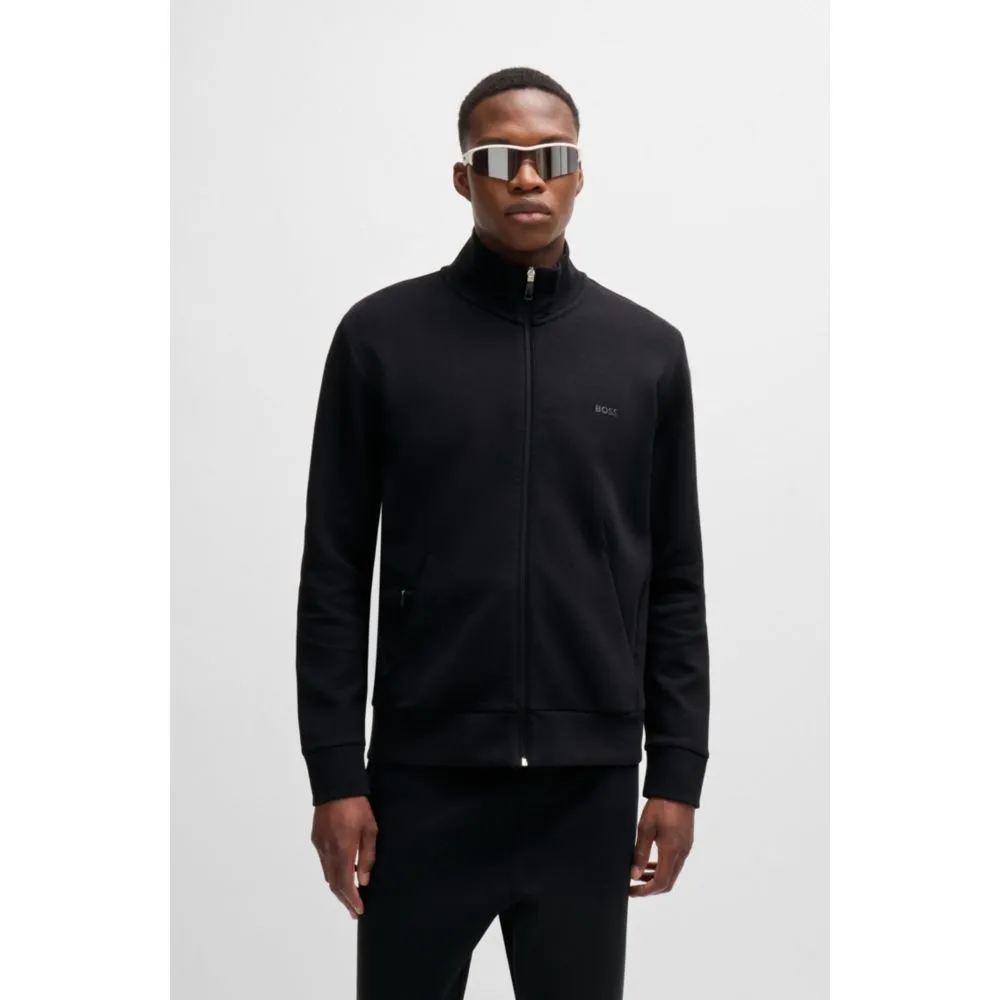 Stretch-cotton zip-up sweatshirt with logo print