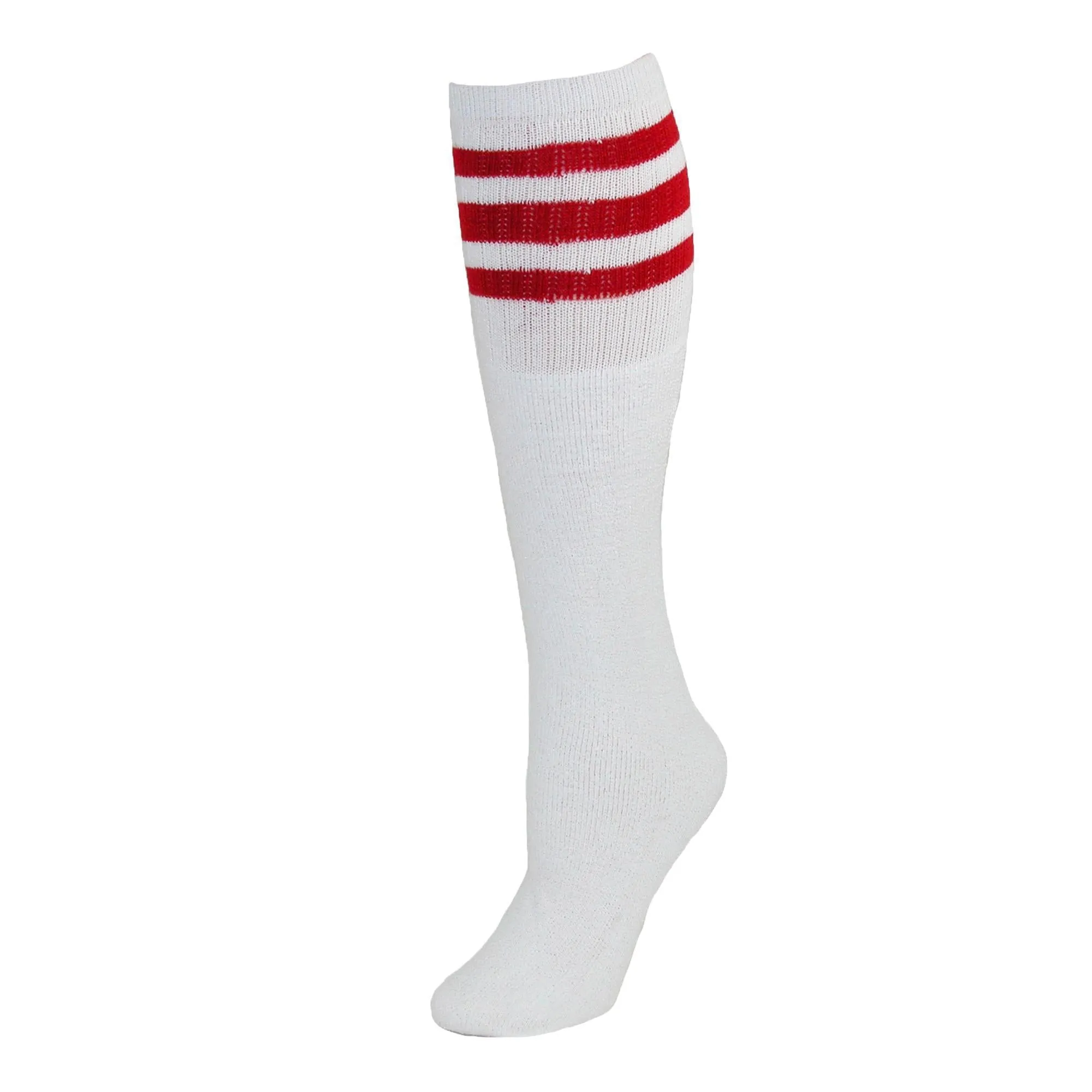 Striped Top Ribbed Tube Socks (4 Pair Pack)