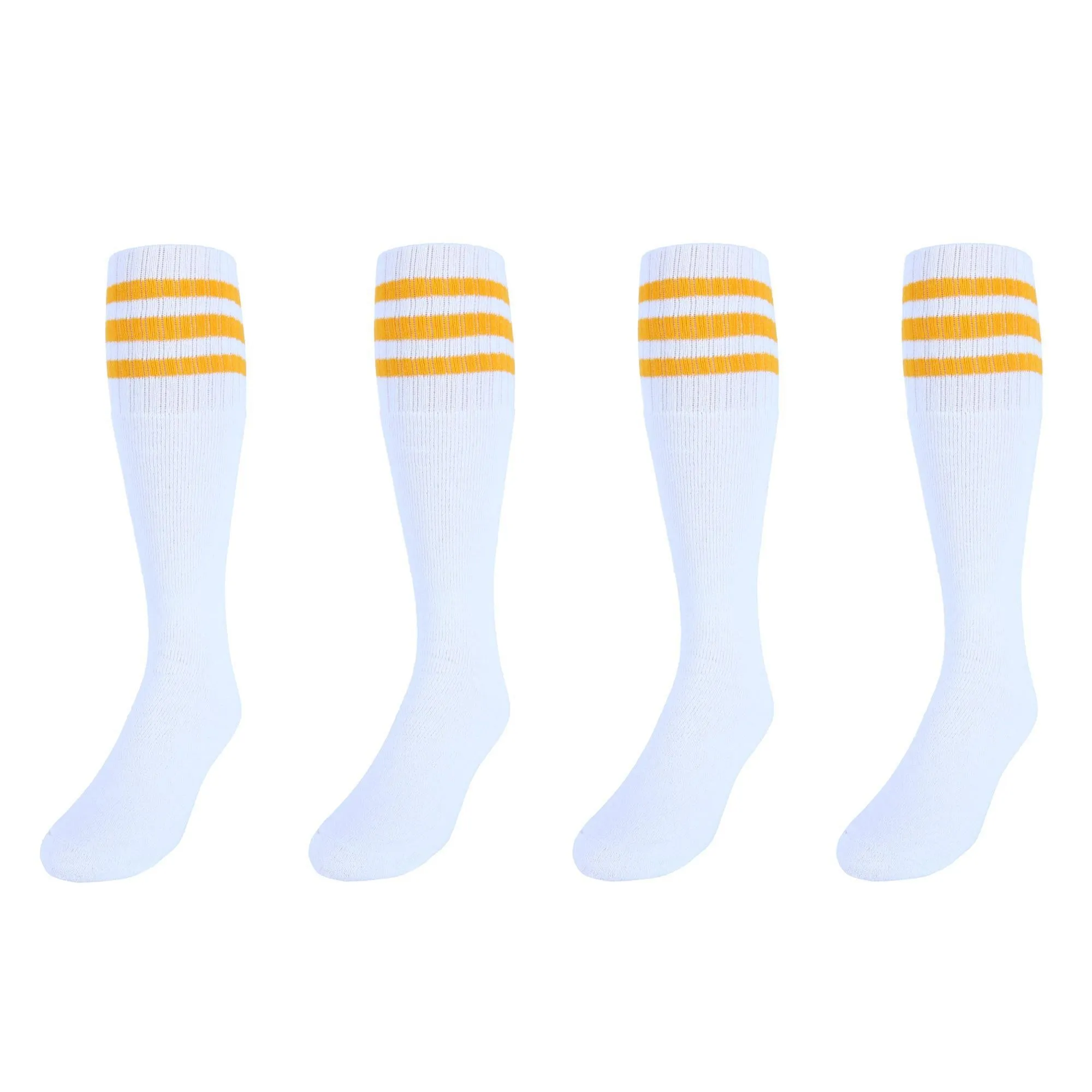 Striped Top Ribbed Tube Socks (4 Pair Pack)