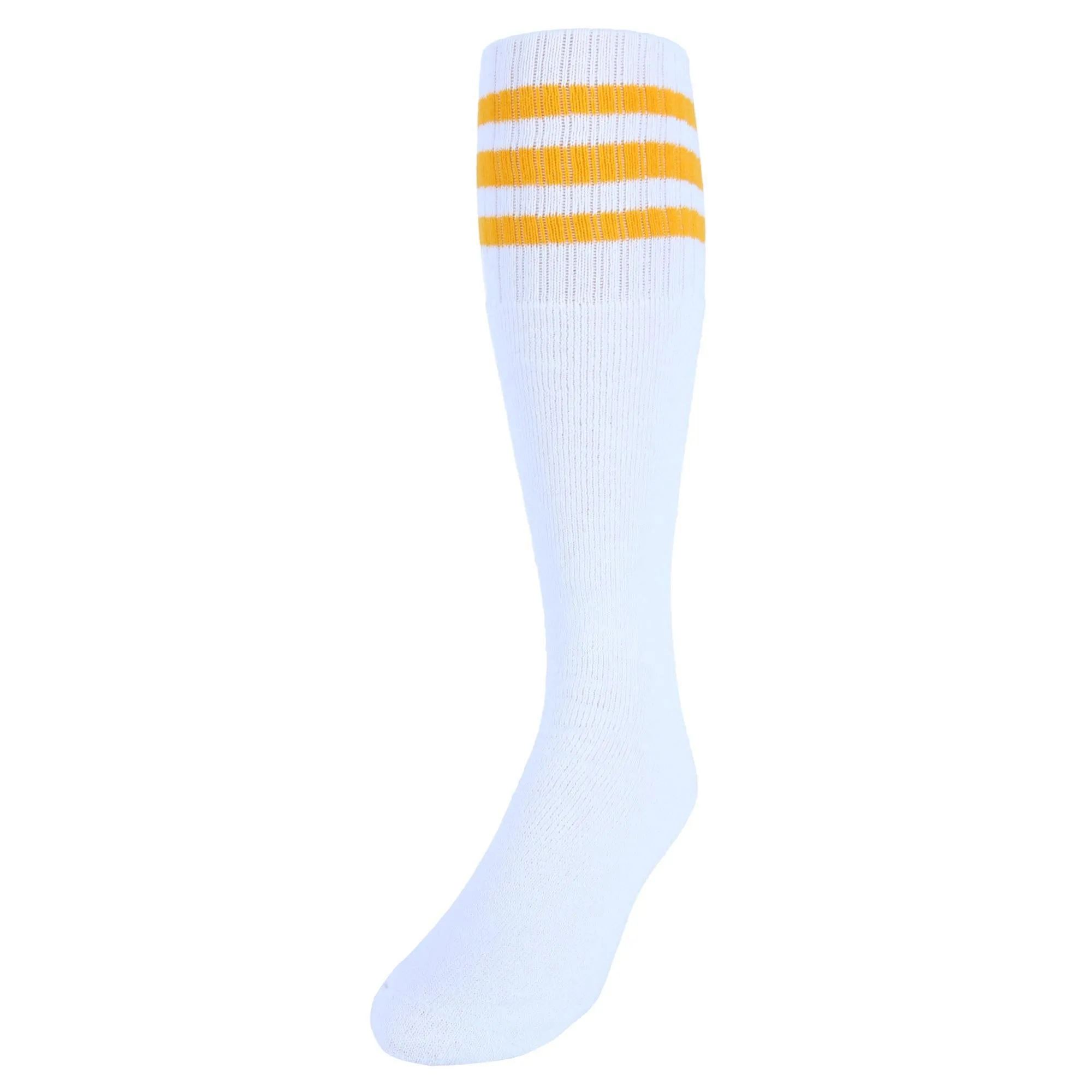 Striped Top Ribbed Tube Socks (4 Pair Pack)