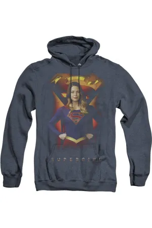 Supergirl Standing Symbol Adult Heather Hoodie / Hooded Sweatshirt