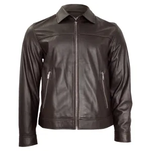 Theory Rhett Zipped Jacket in Brown Lambskin Leather