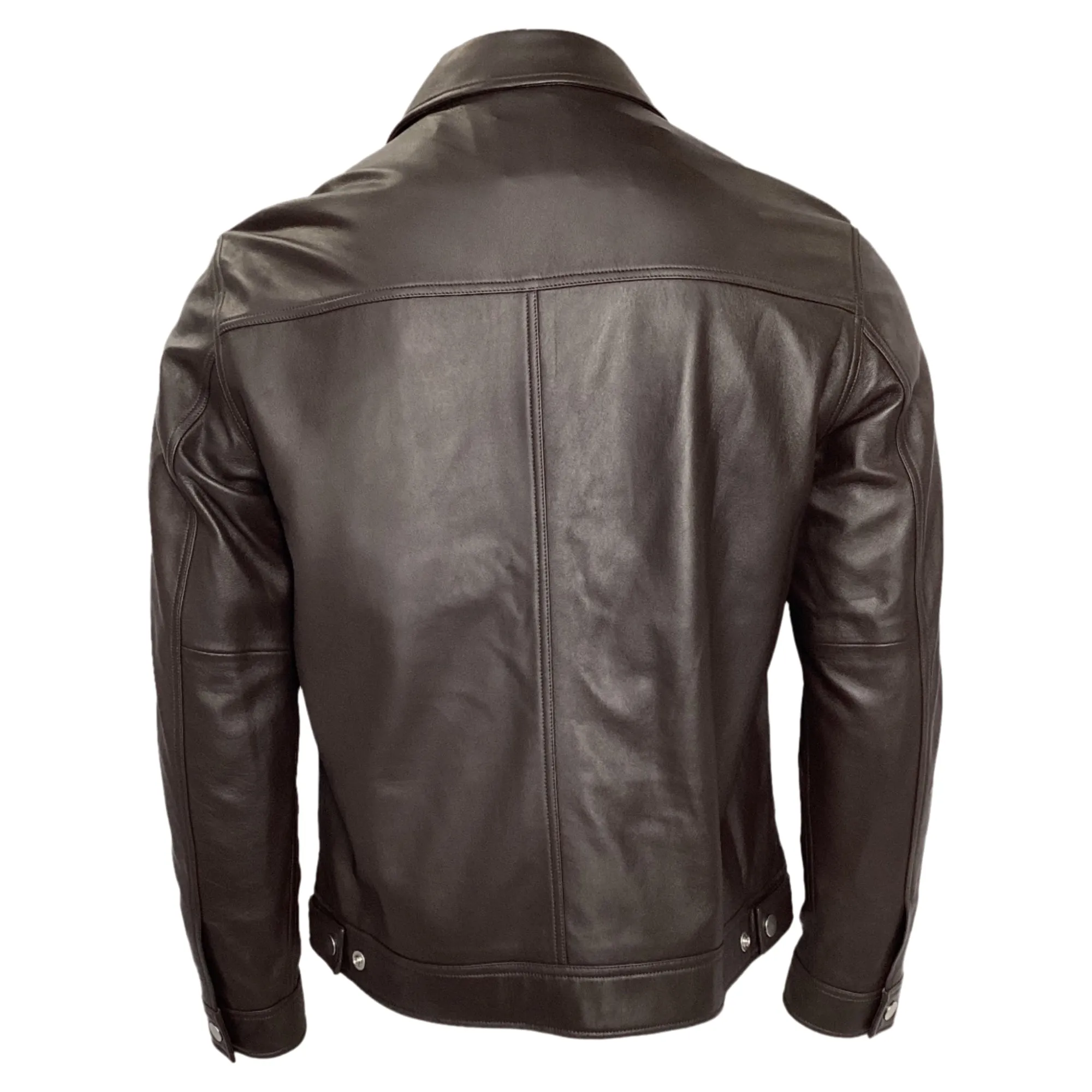Theory Rhett Zipped Jacket in Brown Lambskin Leather