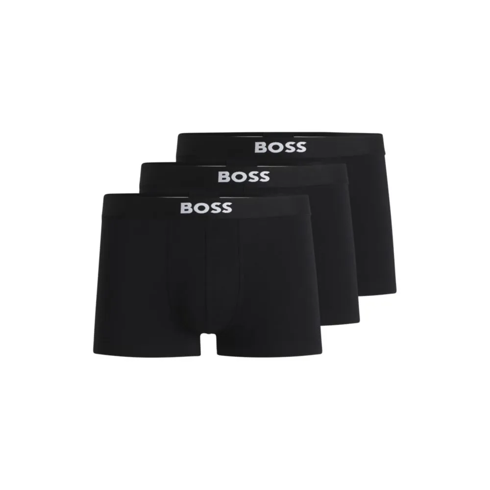 Three-pack of stretch-cotton trunks with logo waistbands