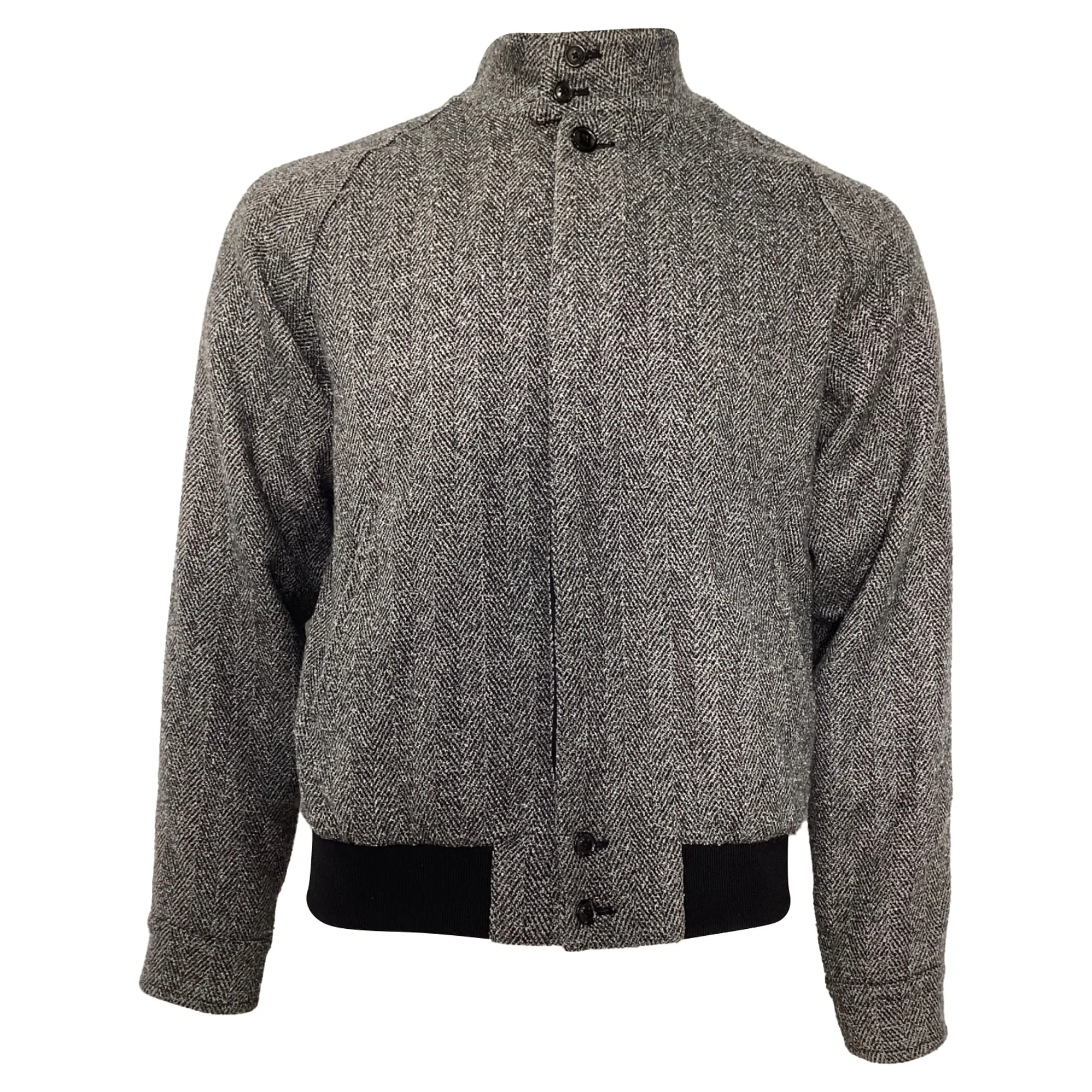 Tod’s Herringbone Bomber Jacket in Grey Virgin Wool