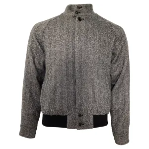 Tod’s Herringbone Bomber Jacket in Grey Virgin Wool