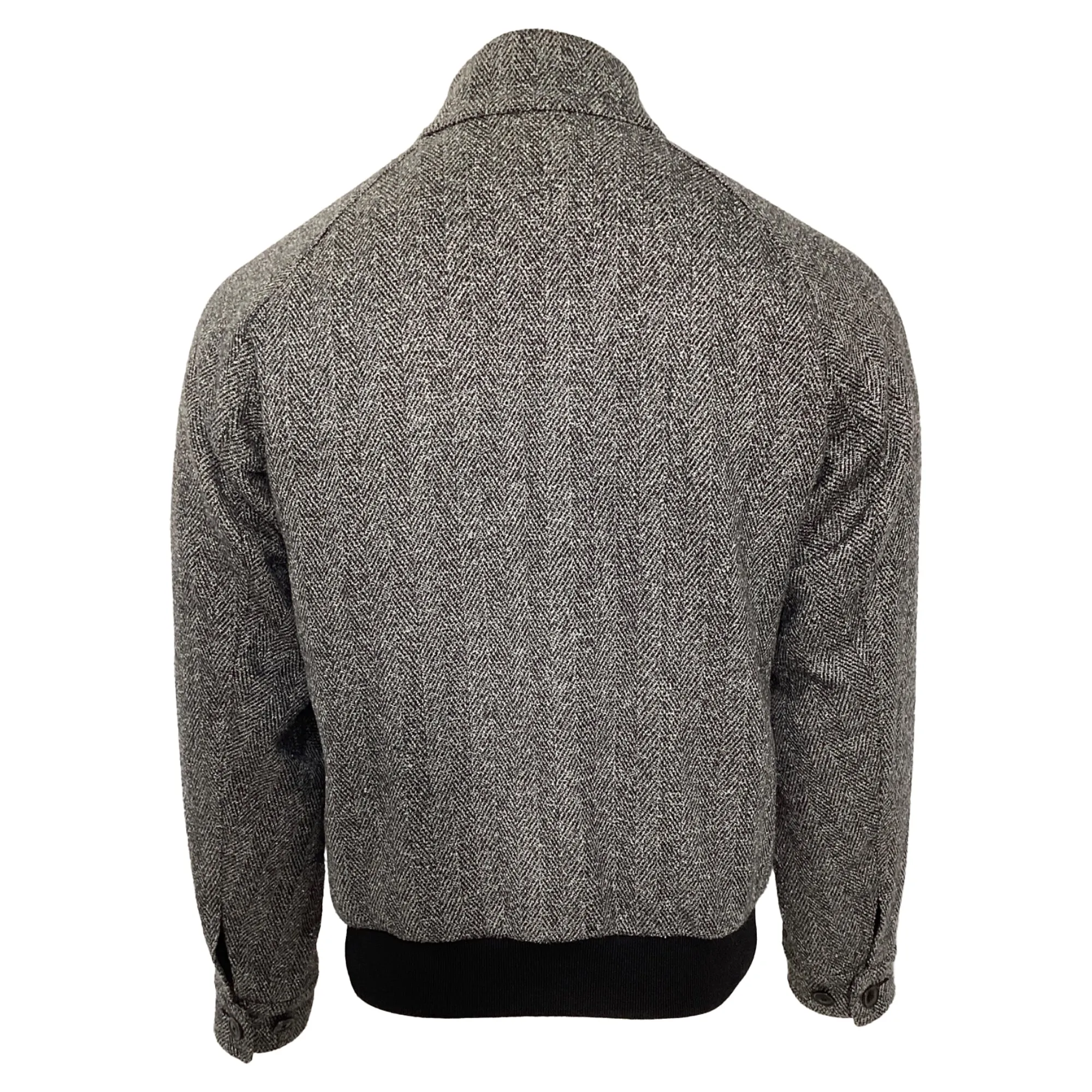 Tod’s Herringbone Bomber Jacket in Grey Virgin Wool