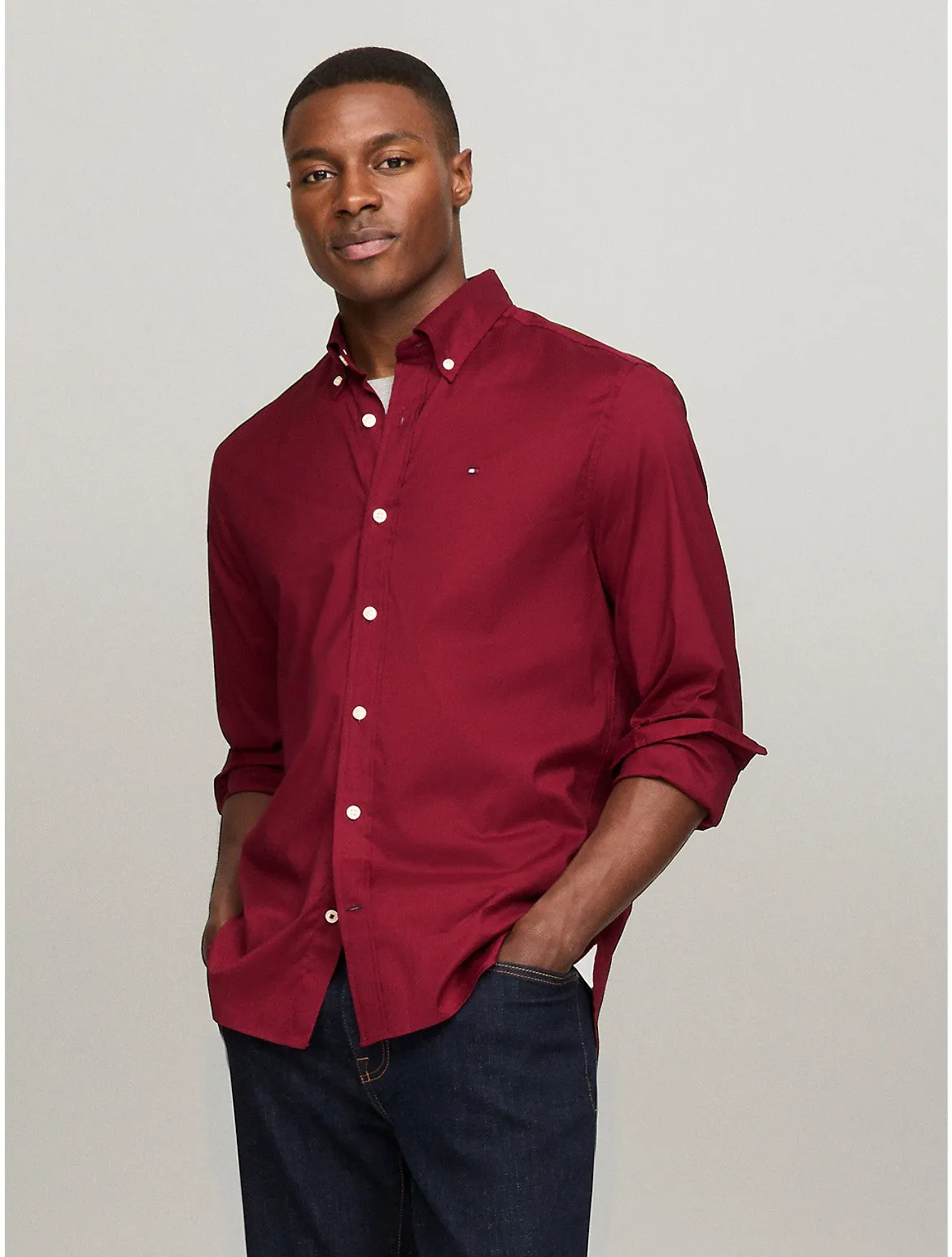 Tommy Hilfiger Men's Stretch Regular Fit Poplin Shirt