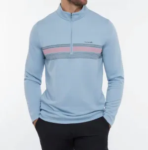 Upgraded Striped Quarter Zip Jacket In Ash Blue