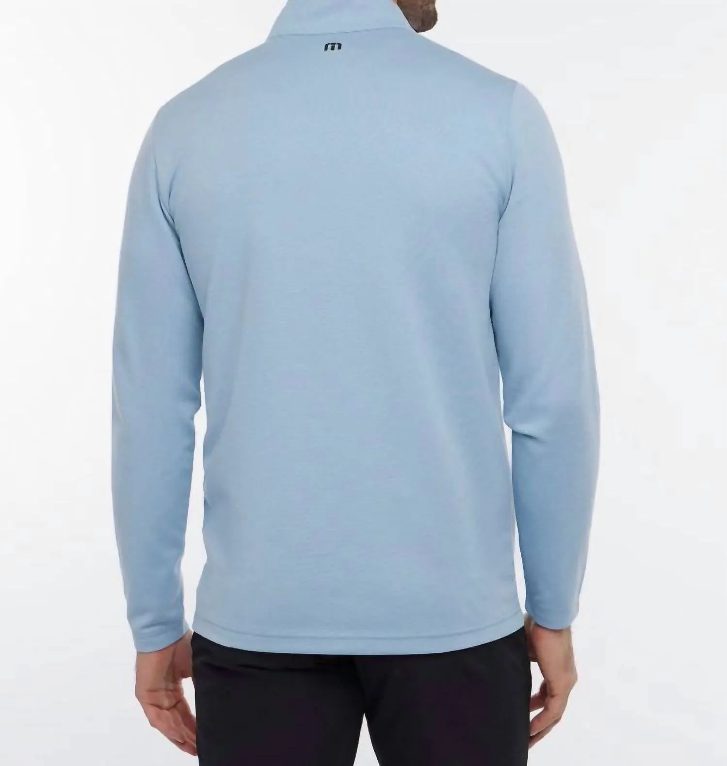 Upgraded Striped Quarter Zip Jacket In Ash Blue