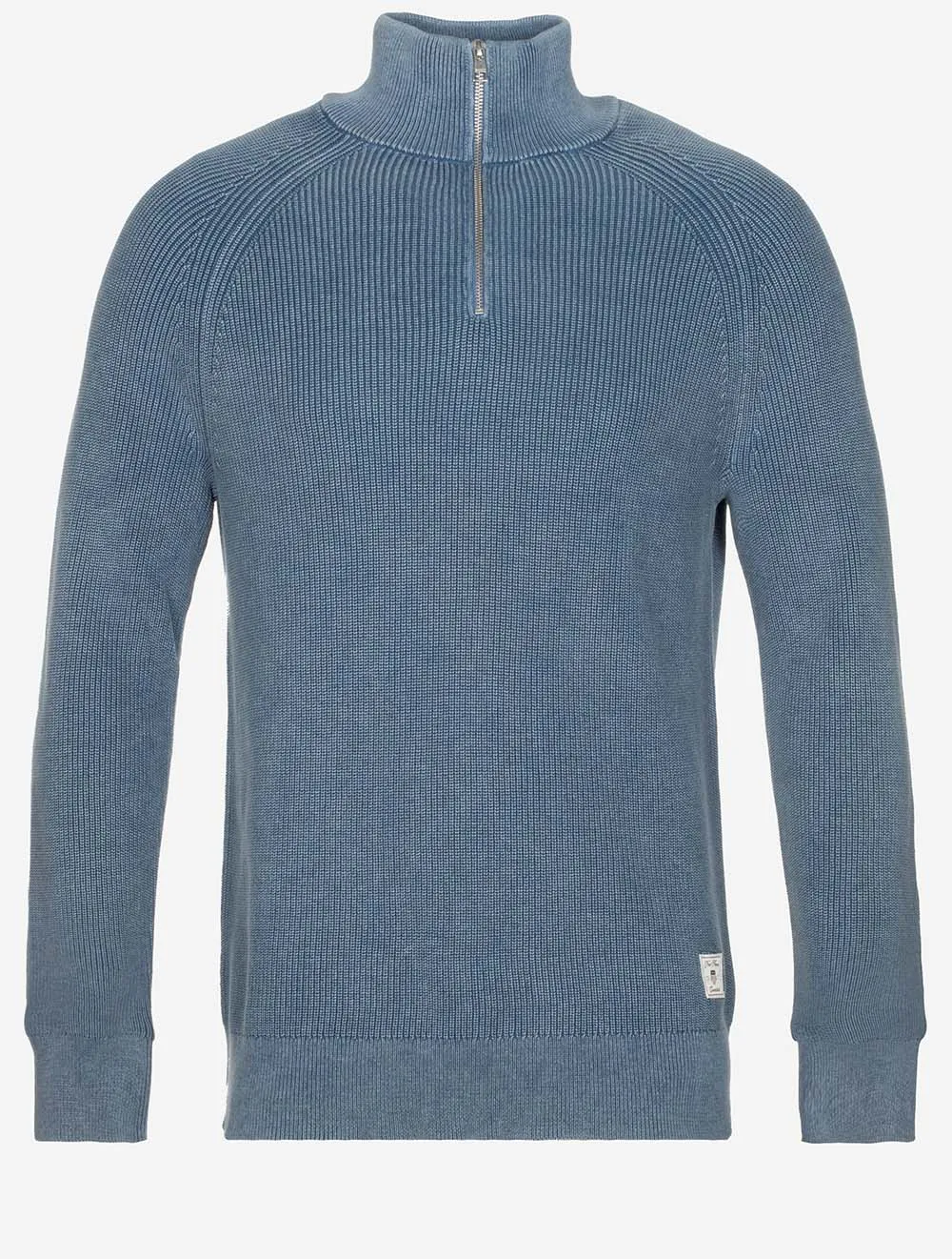 Washed Rib Half Zip Vintage Blue