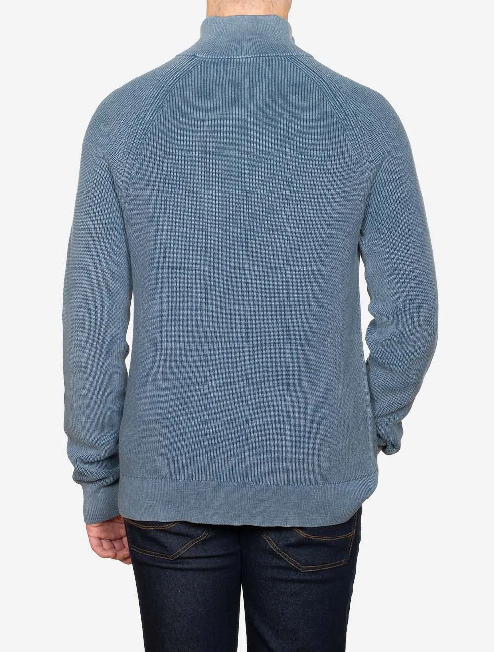 Washed Rib Half Zip Vintage Blue