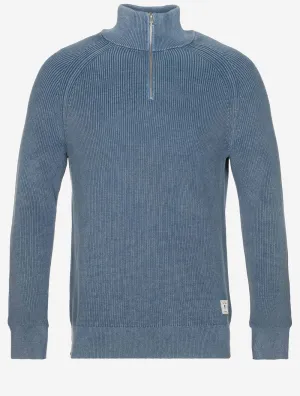 Washed Rib Half Zip Vintage Blue