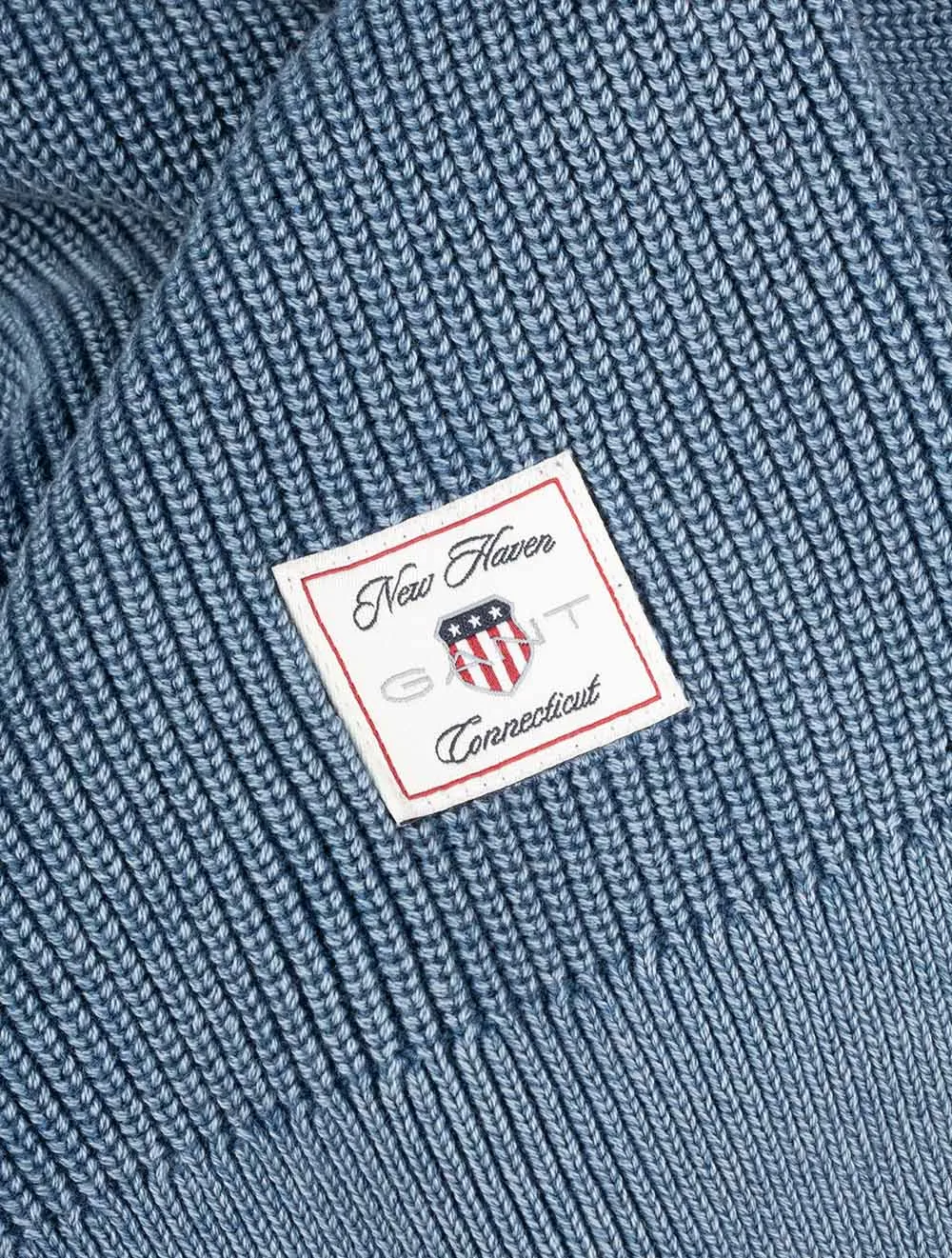 Washed Rib Half Zip Vintage Blue