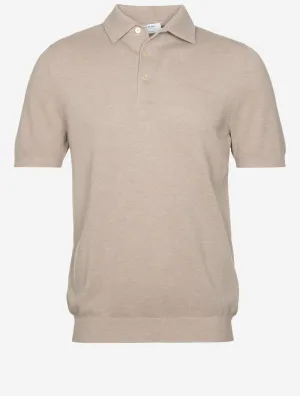 Weave Short Sleeve 3 Button Polo Light Brown