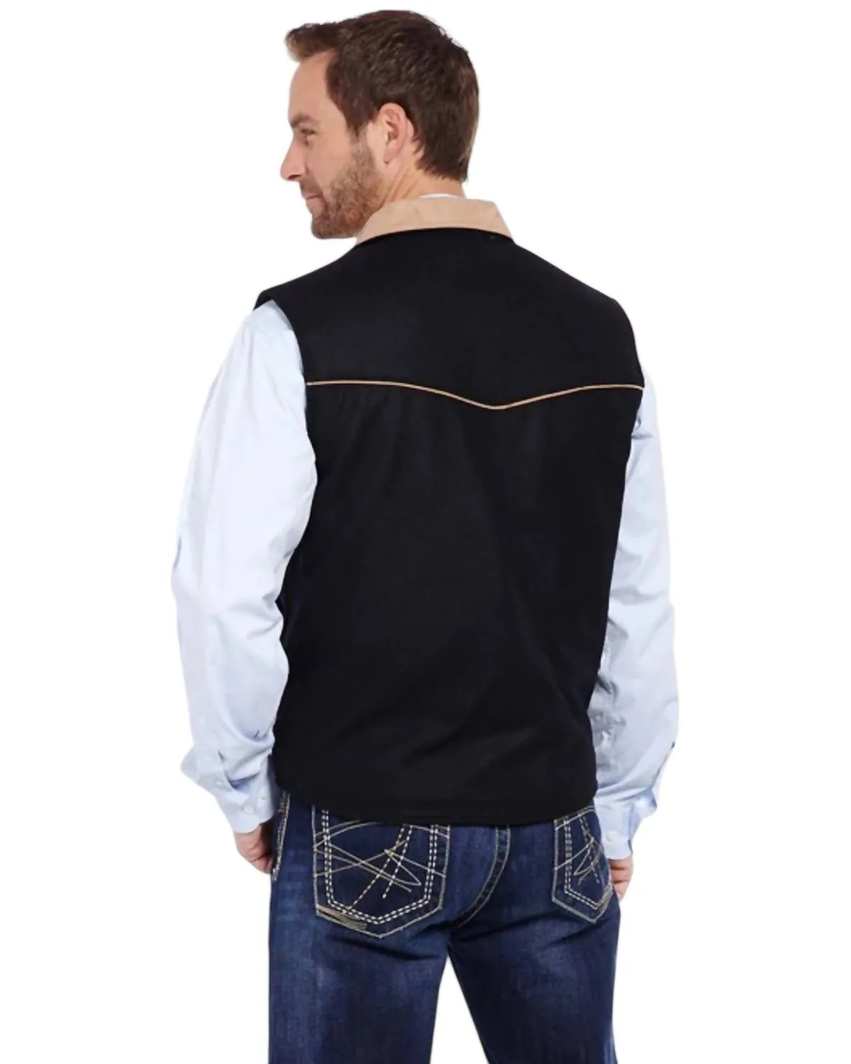 Western Conceal Carry Wool Vest In Black