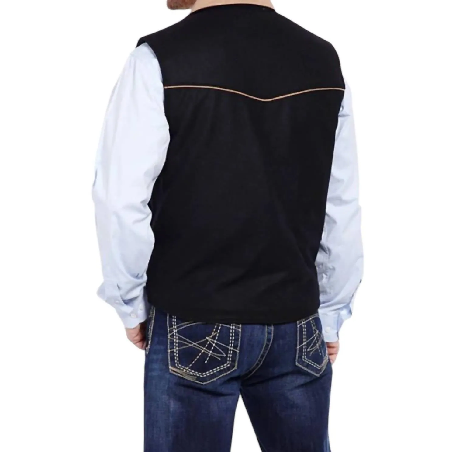 Western Conceal Carry Wool Vest In Black