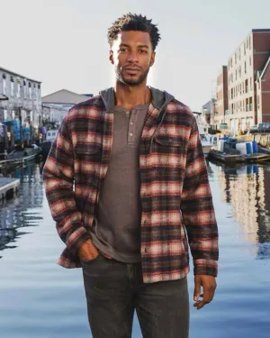 Whitehall Hooded Shirt Jacket In Navy/red