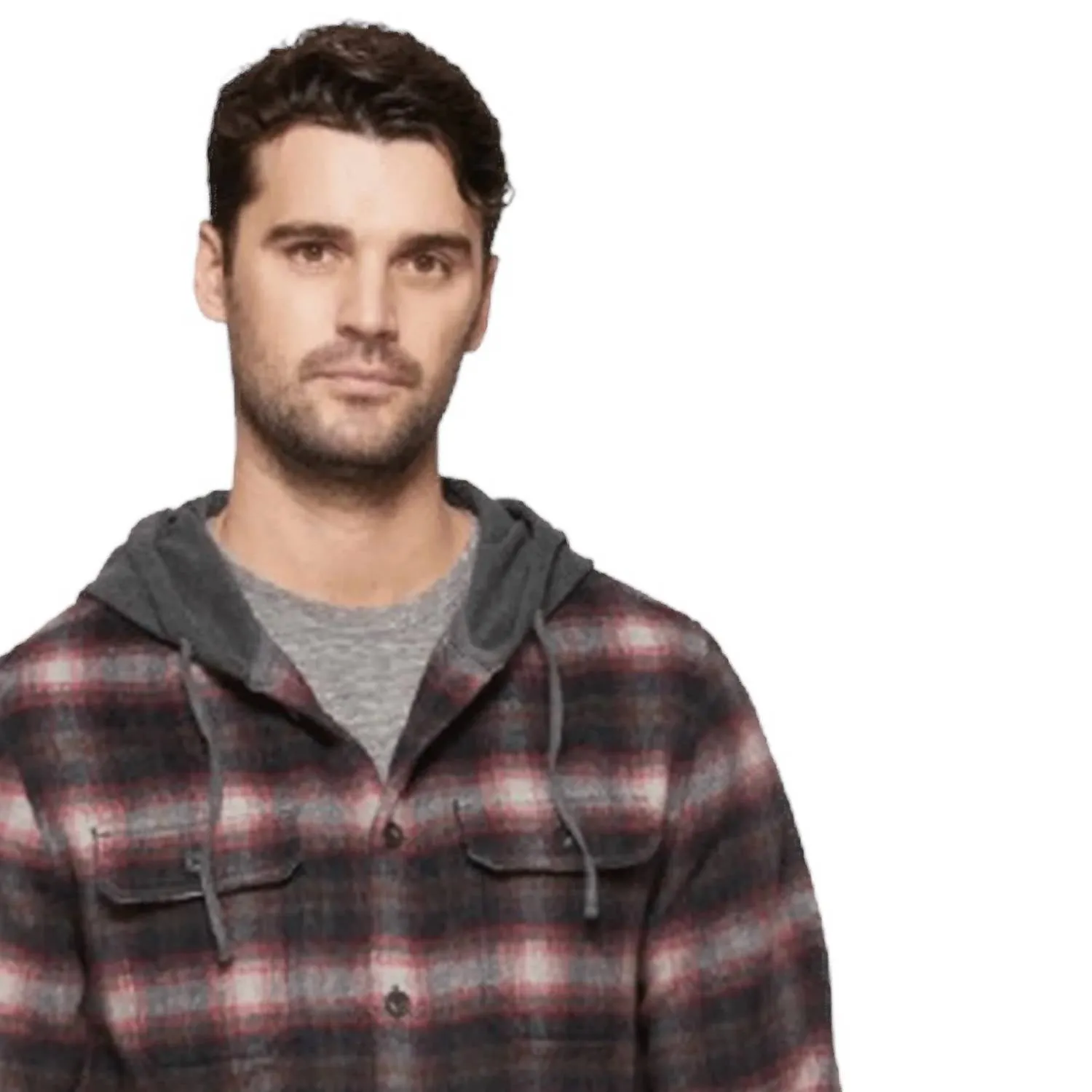 Whitehall Hooded Shirt Jacket In Navy/red