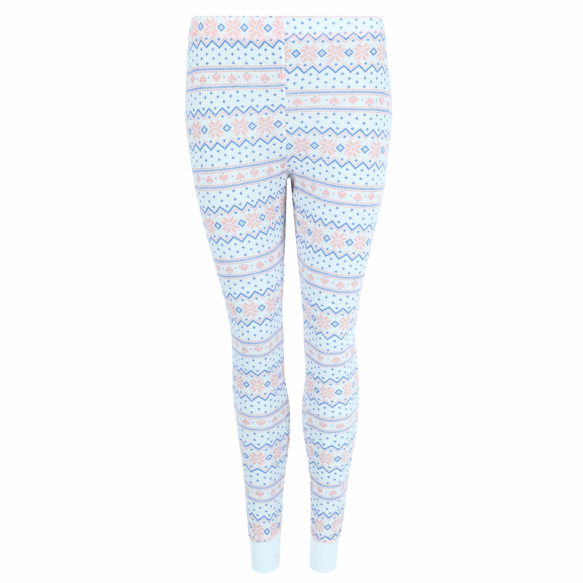 Women's Printed Waffle Weave Thermal Top and Bottom Set