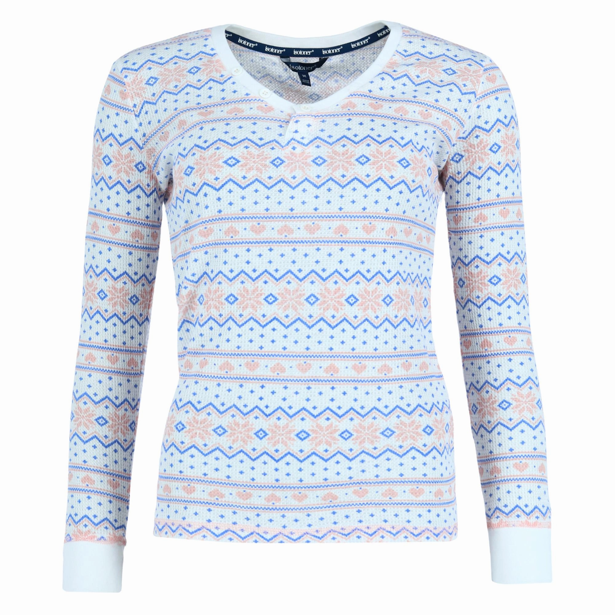 Women's Printed Waffle Weave Thermal Top and Bottom Set