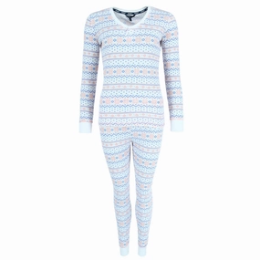 Women's Printed Waffle Weave Thermal Top and Bottom Set