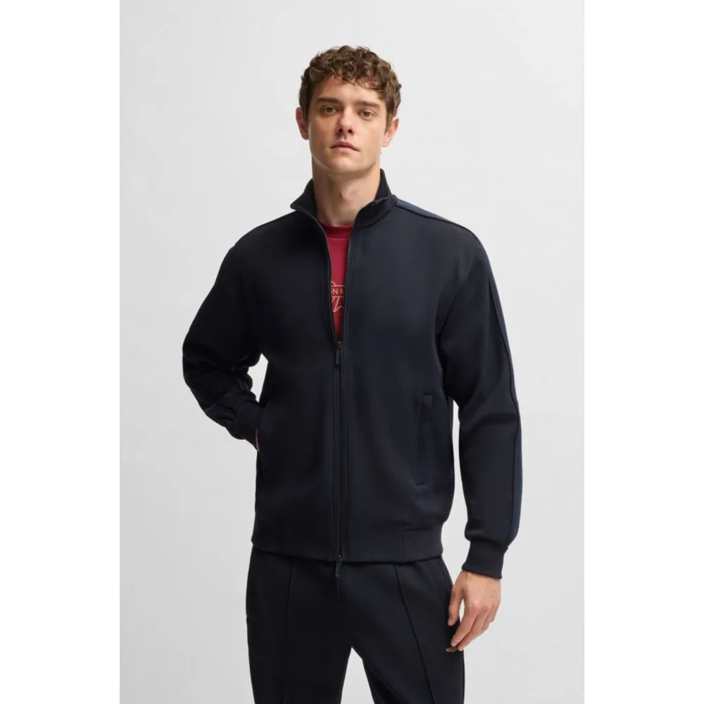 x ASTON MARTIN jersey jacket with perforated leather stripe