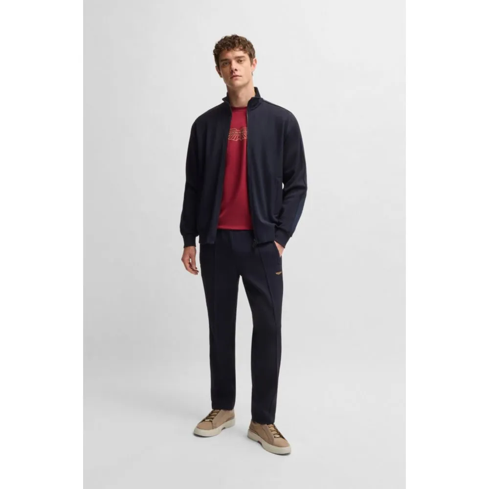 x ASTON MARTIN jersey jacket with perforated leather stripe