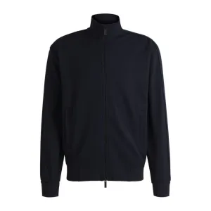 x ASTON MARTIN jersey jacket with perforated leather stripe