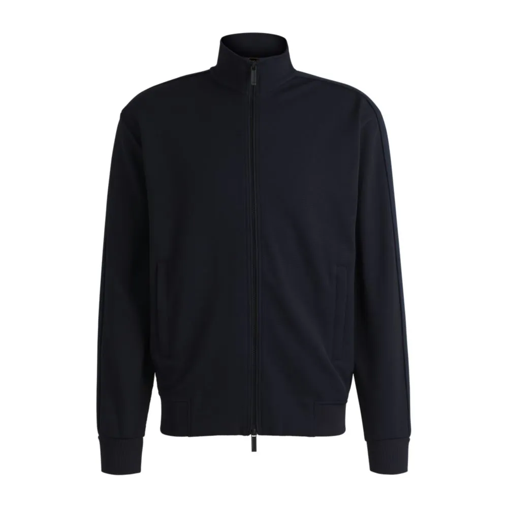 x ASTON MARTIN jersey jacket with perforated leather stripe