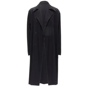 Yohji Yamamoto topstitched draped belted coat