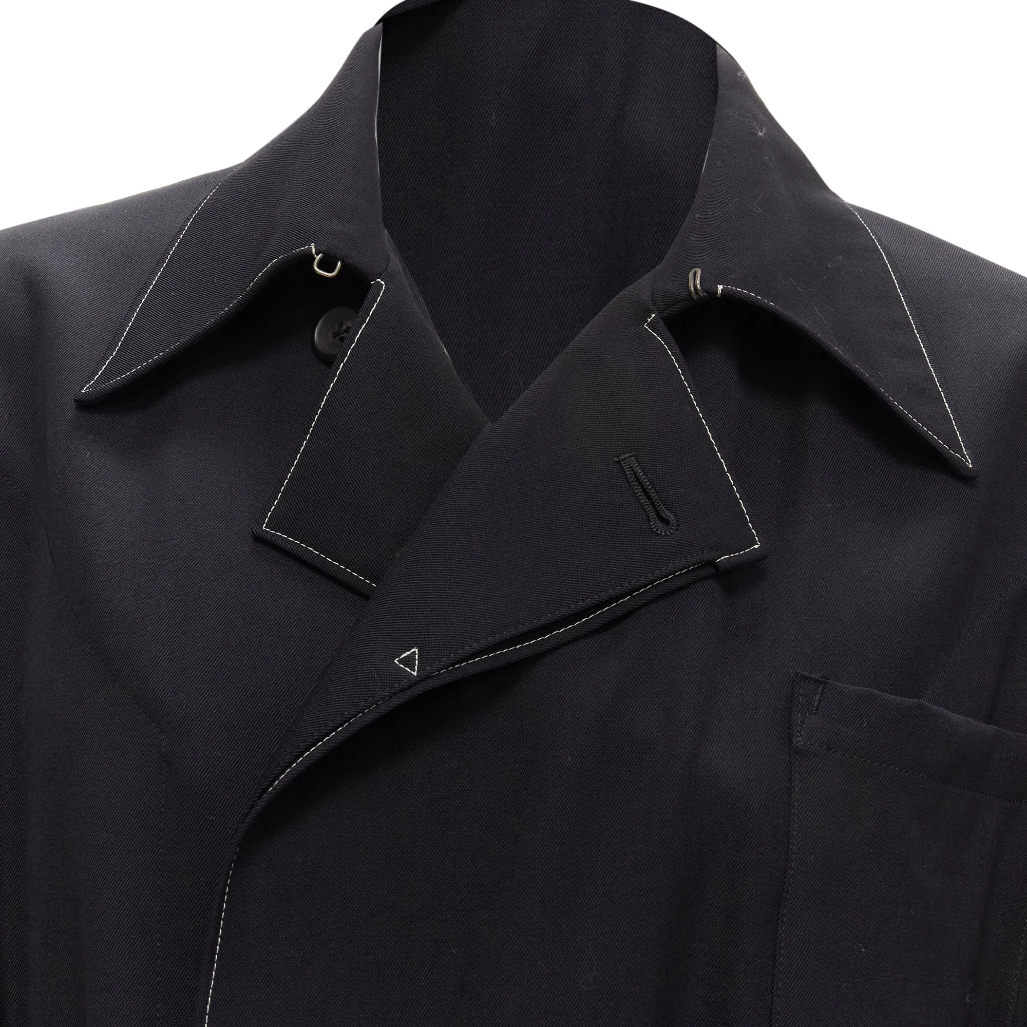 Yohji Yamamoto topstitched draped belted coat