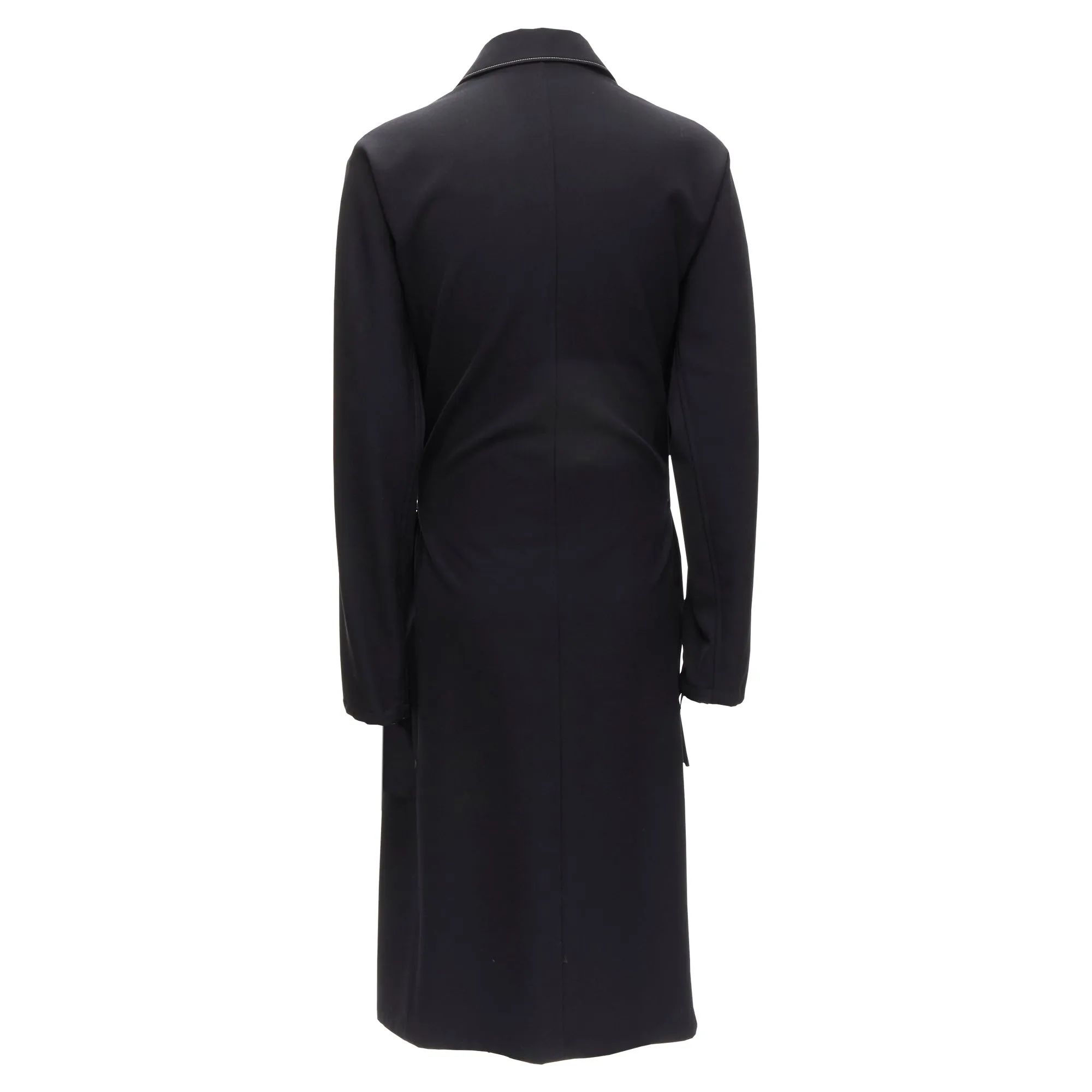 Yohji Yamamoto topstitched draped belted coat