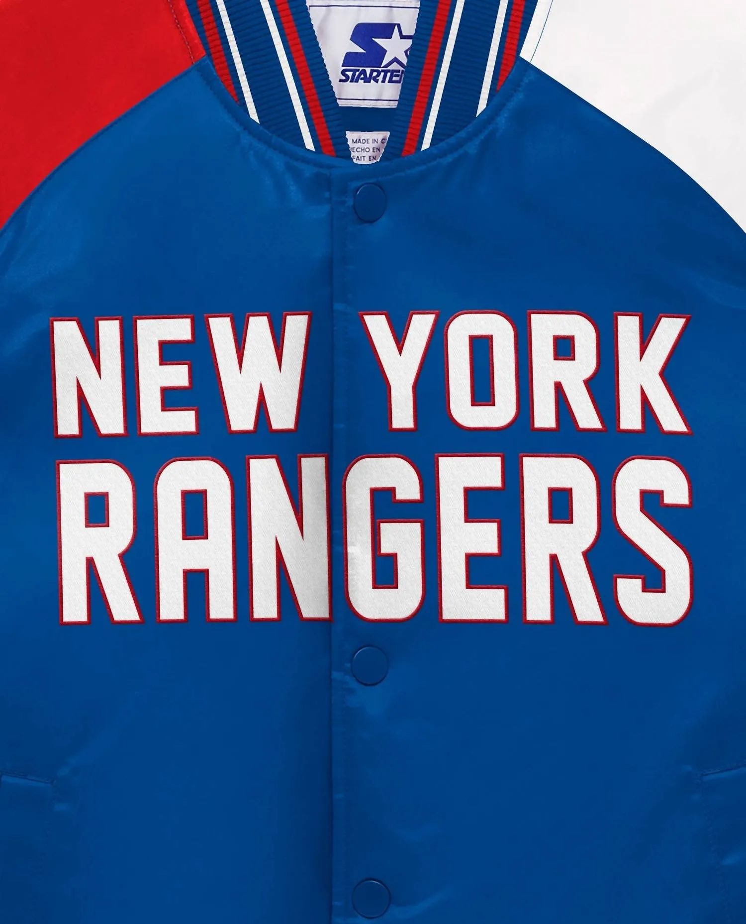 Youth New York Rangers Varsity Satin Full-Snap Jacket In Blue